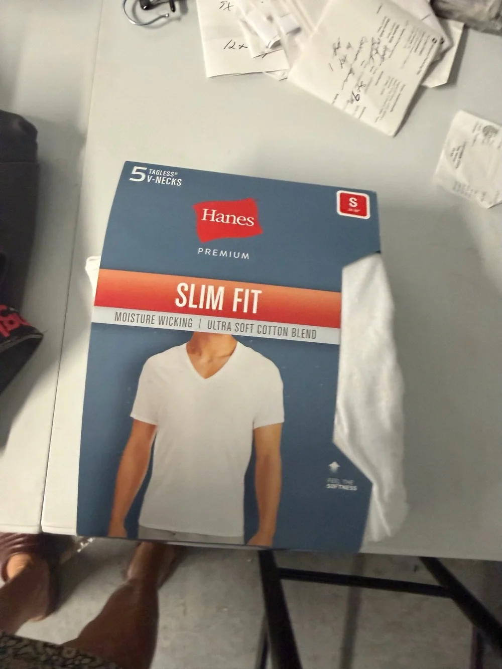 Hanes Slim Fit V-Neck Undershirts Pack - White small nwt